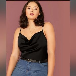 SHEIN BAE Plus Draped Neck Satin Cami Top